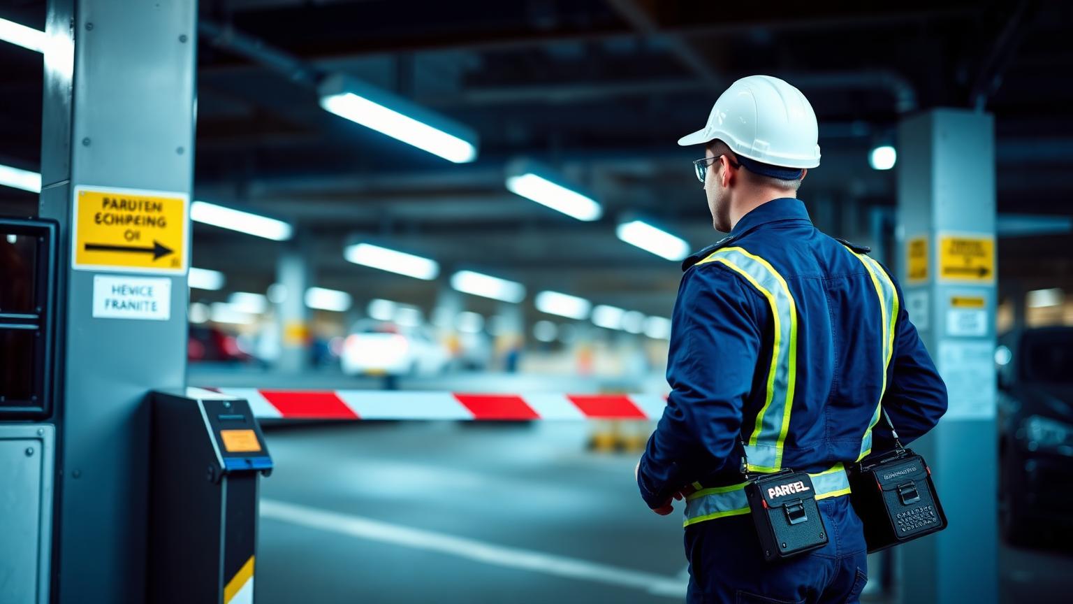 Інженер UNIMAX обслуговує шлагбаум на об'єкті клієнта